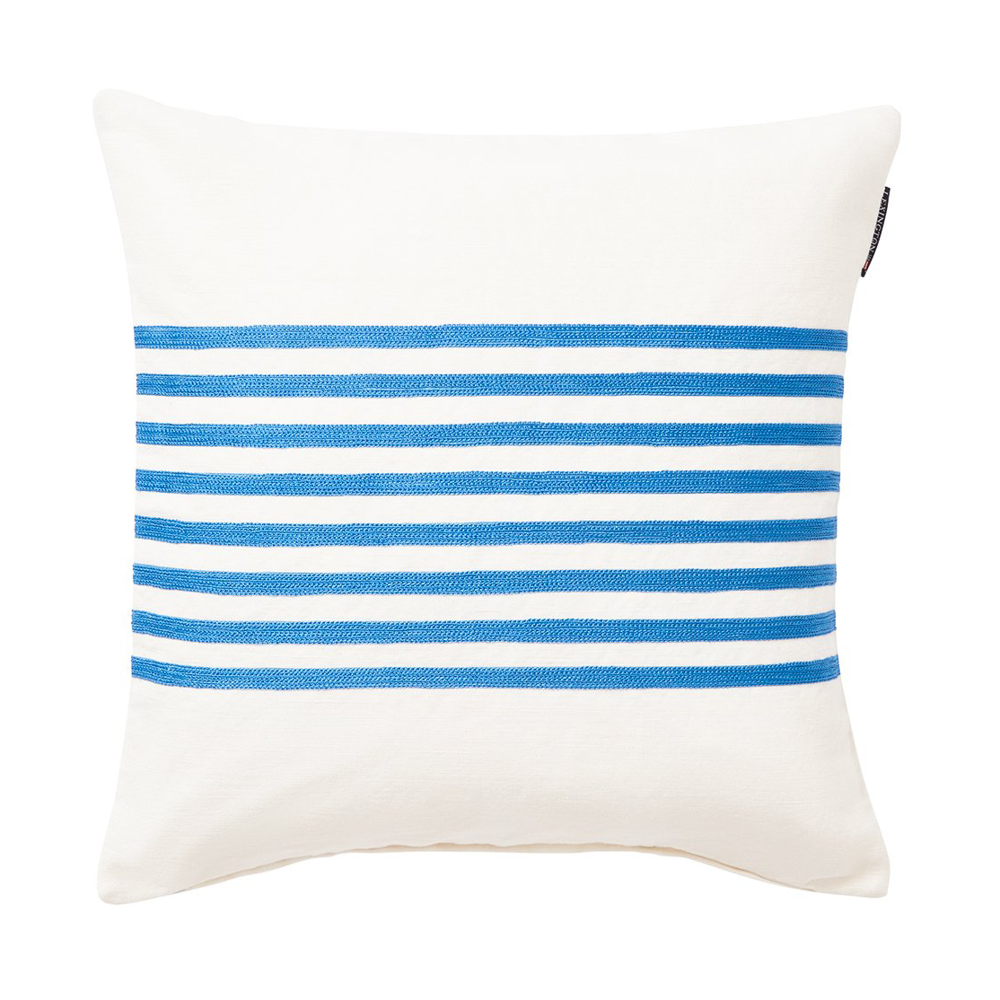 Lexington Emboidery Striped Linen/Cotton Kissenbezug 50x50 cm Off White-blue