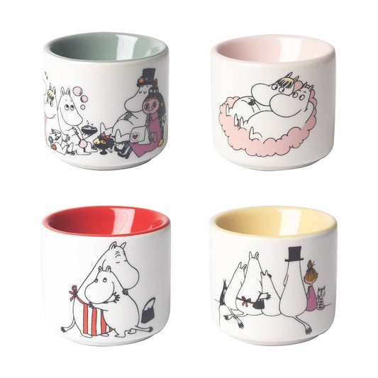 Pluto Design Mumin love Eierbecher 4 Teile Weiß-Multi