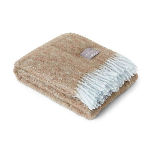 Stackelbergs Mohair Decke Dusky blue & dark brown melange