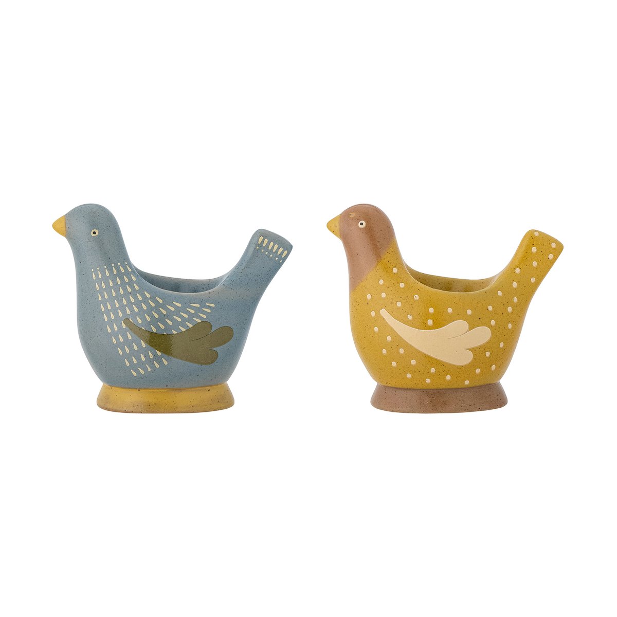 Bloomingville Birdy Eierbecher 2er Pack Blue-yellow