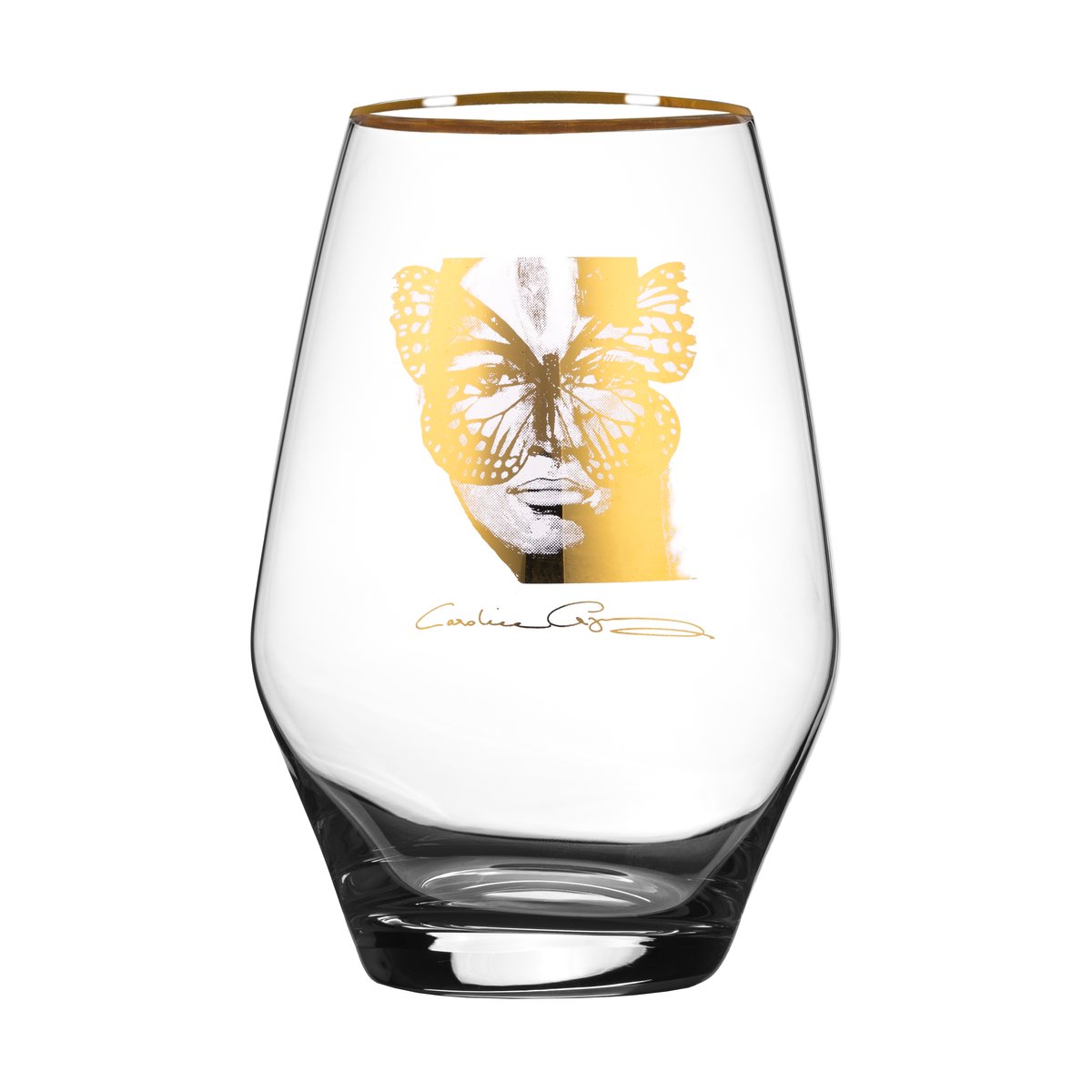 Carolina Gynning Golden Butterfly Allglas Trinkglas 35 cl Gold