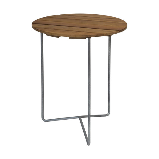 Grythyttan Stålmöbler Table 6B Tisch Ø60 cm Teak unbehandelt- Beine verzinkt