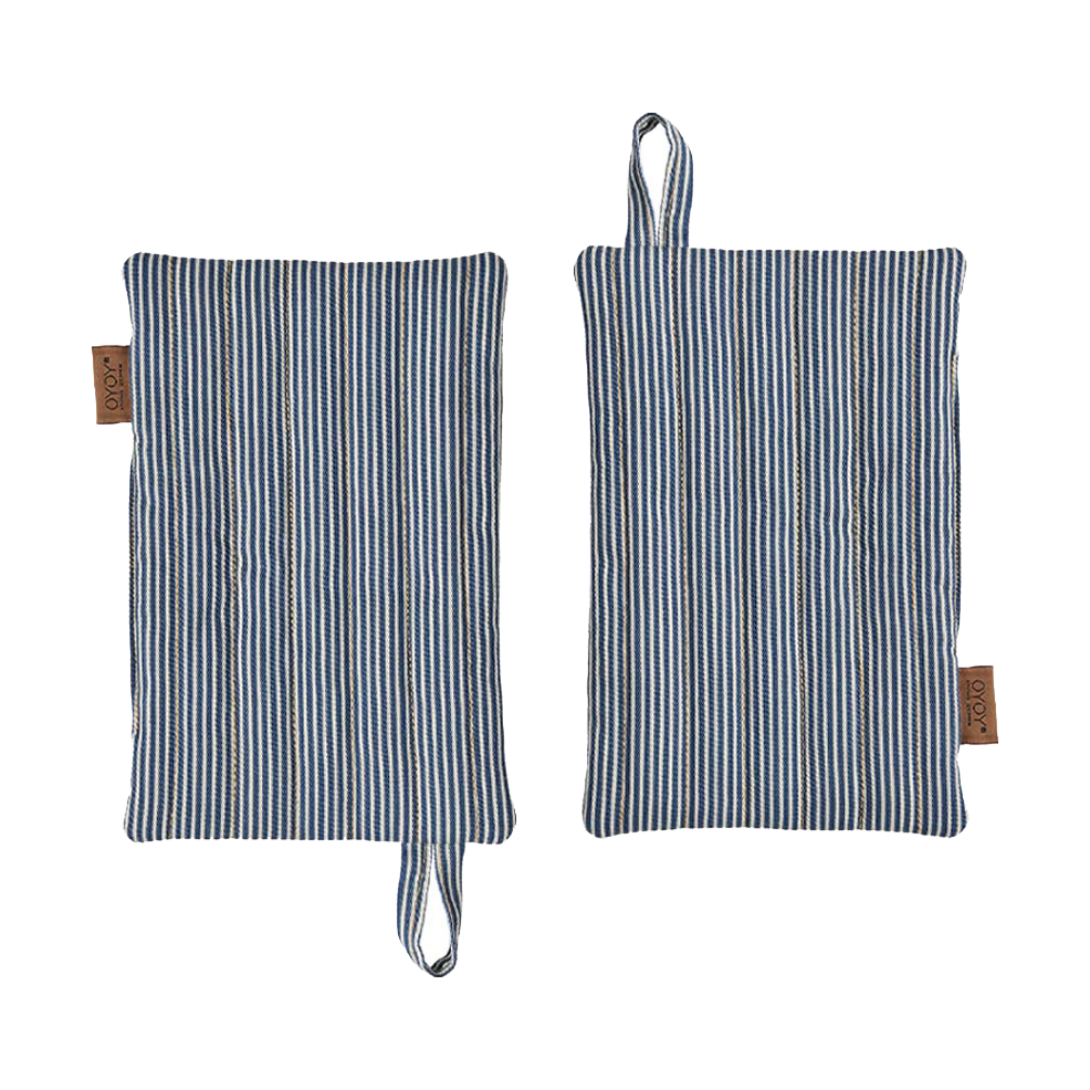 OYOY Striped Denim Topflappen 2er-Pack Blau