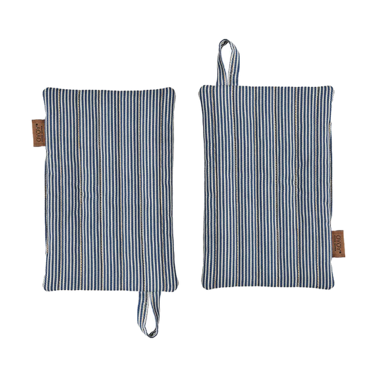 OYOY Striped Denim Topflappen 2er-Pack Blau