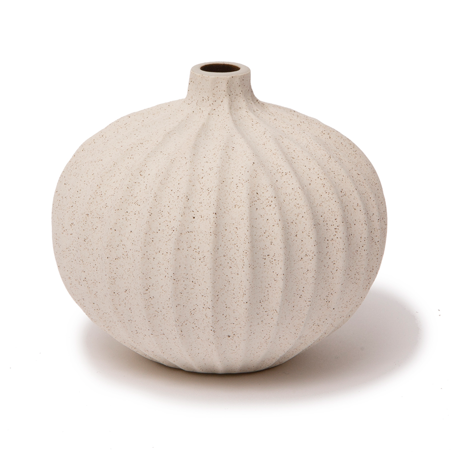 Lindform Bari Vase Sand white light deep line, S