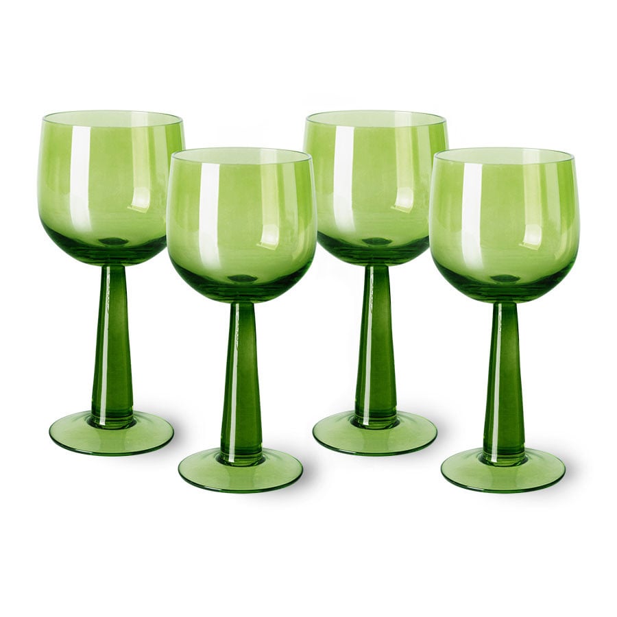 HKliving The Emeralds Vinglas Höga 4-pack 20 cl Limegrön