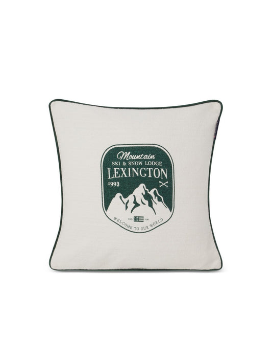 Lexington Mountain Logo kuddfodral 50x50 cm Vit-grön