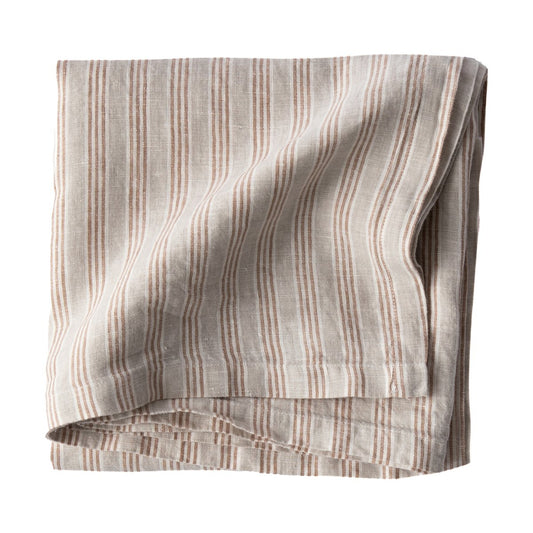 Tell Me More Tischdecke Leinen 175x175 cm Hazelnut Stripe