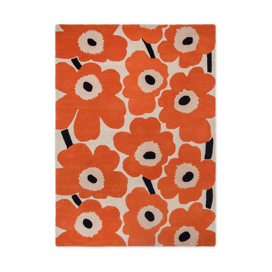 Marimekko Unikko Wollteppich Orange Red, 140x200 cm