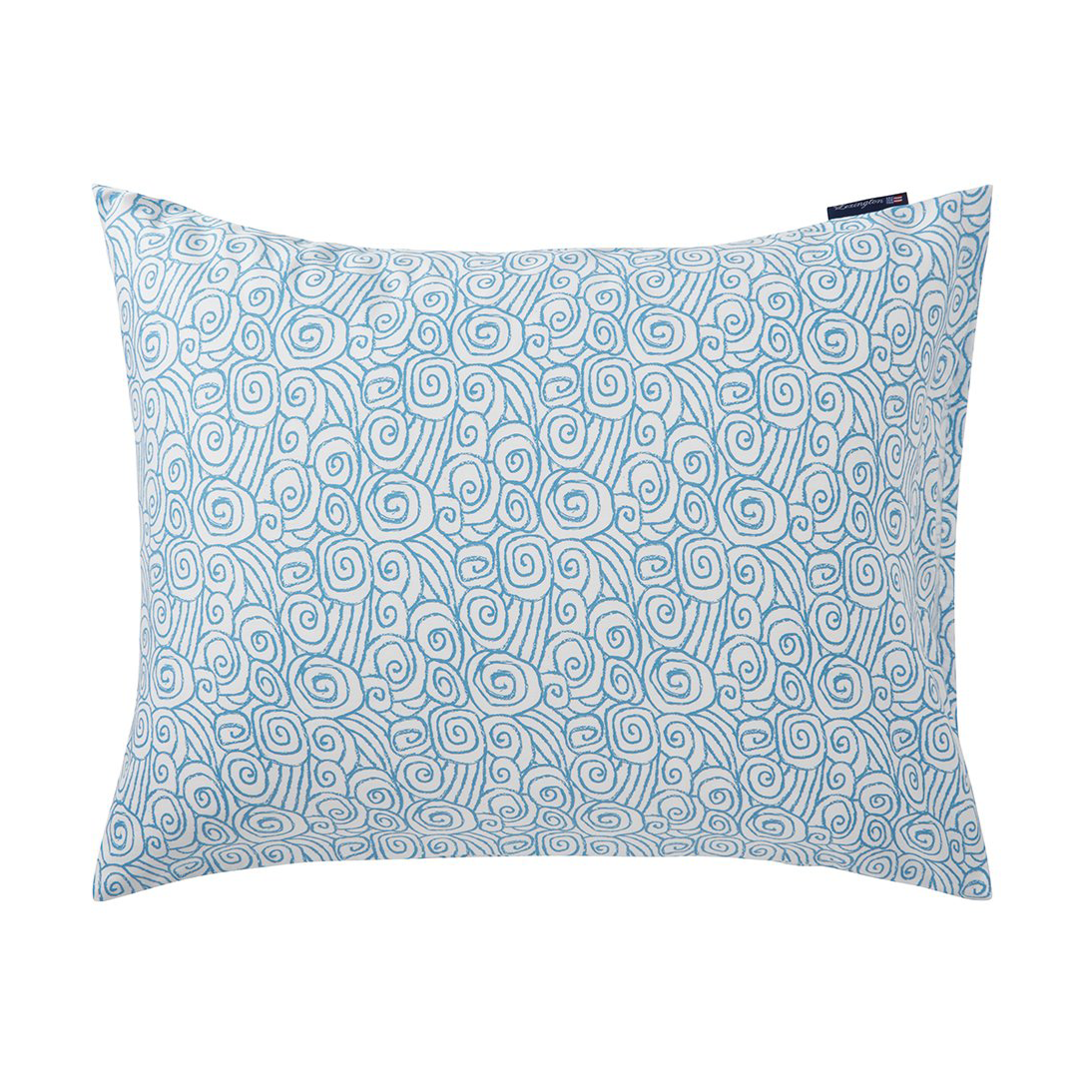 Lexington Wave Printed Cotton Sateen Kissenbezug 50x60 cm White-Blue