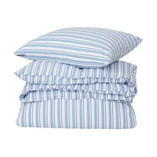 Lexington Striped Cotton Poplin Bettset White-Blue, 1 Kissenbezug