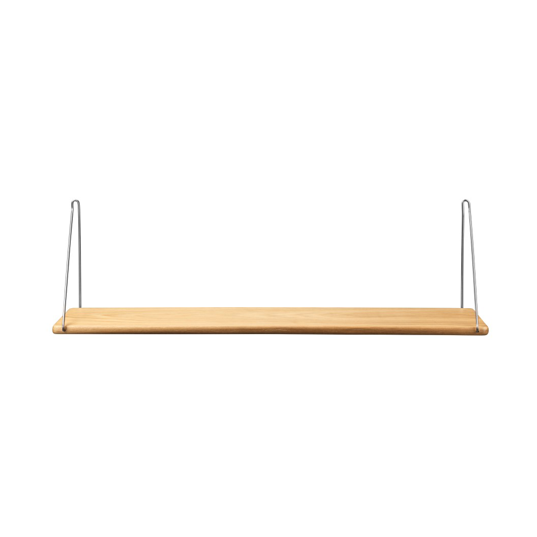 FDB Møbler B145 Shelf w/brackets hylla 20x90 cm oak nature-brushed stainless