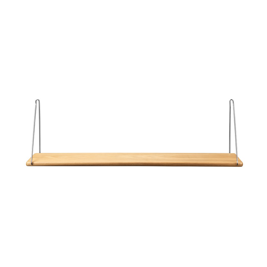 FDB Møbler B145 Shelf w/brackets hylla 20x90 cm oak nature-brushed stainless