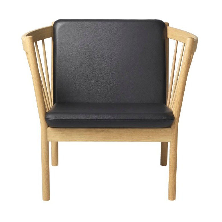 FDB Møbler J146 Armchair fåtölj Oak nature lacquered-black leather