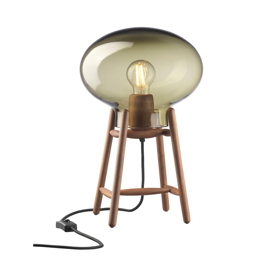 FDB Møbler U4 Hiti bordslampa Smoked glass-walnut nature lacquered