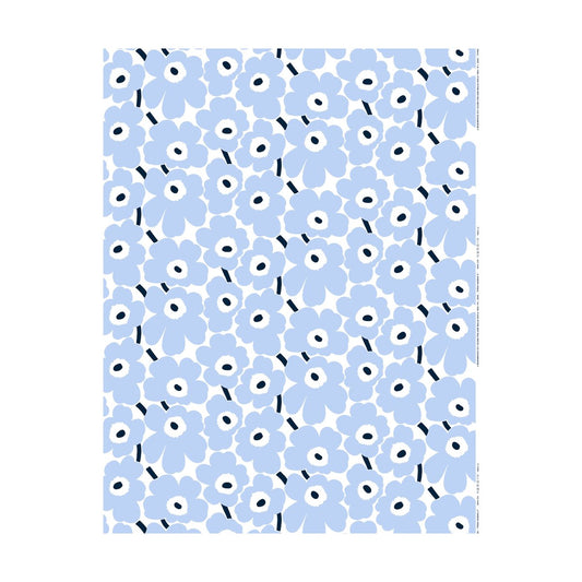 Marimekko Pieni Unikko tyg bomull White-light blue-dark blue