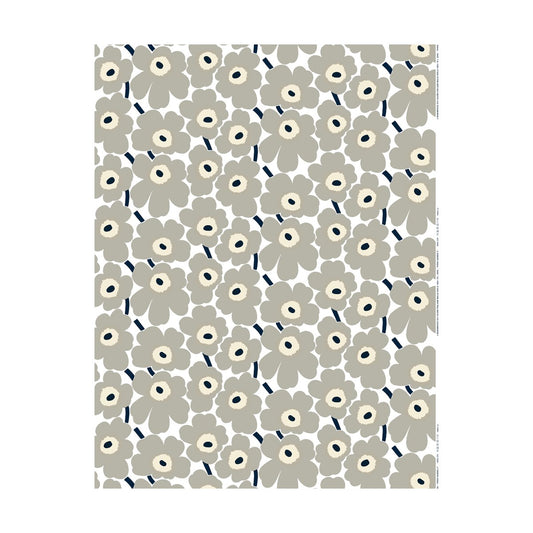 Marimekko Pieni Unikko tyg bomull White-grey-sand-dark blue