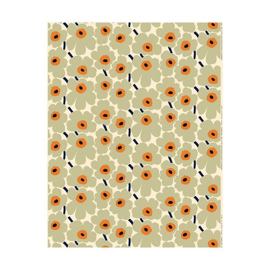 Marimekko Pieni Unikko tyg bomull Salvia-warm orange