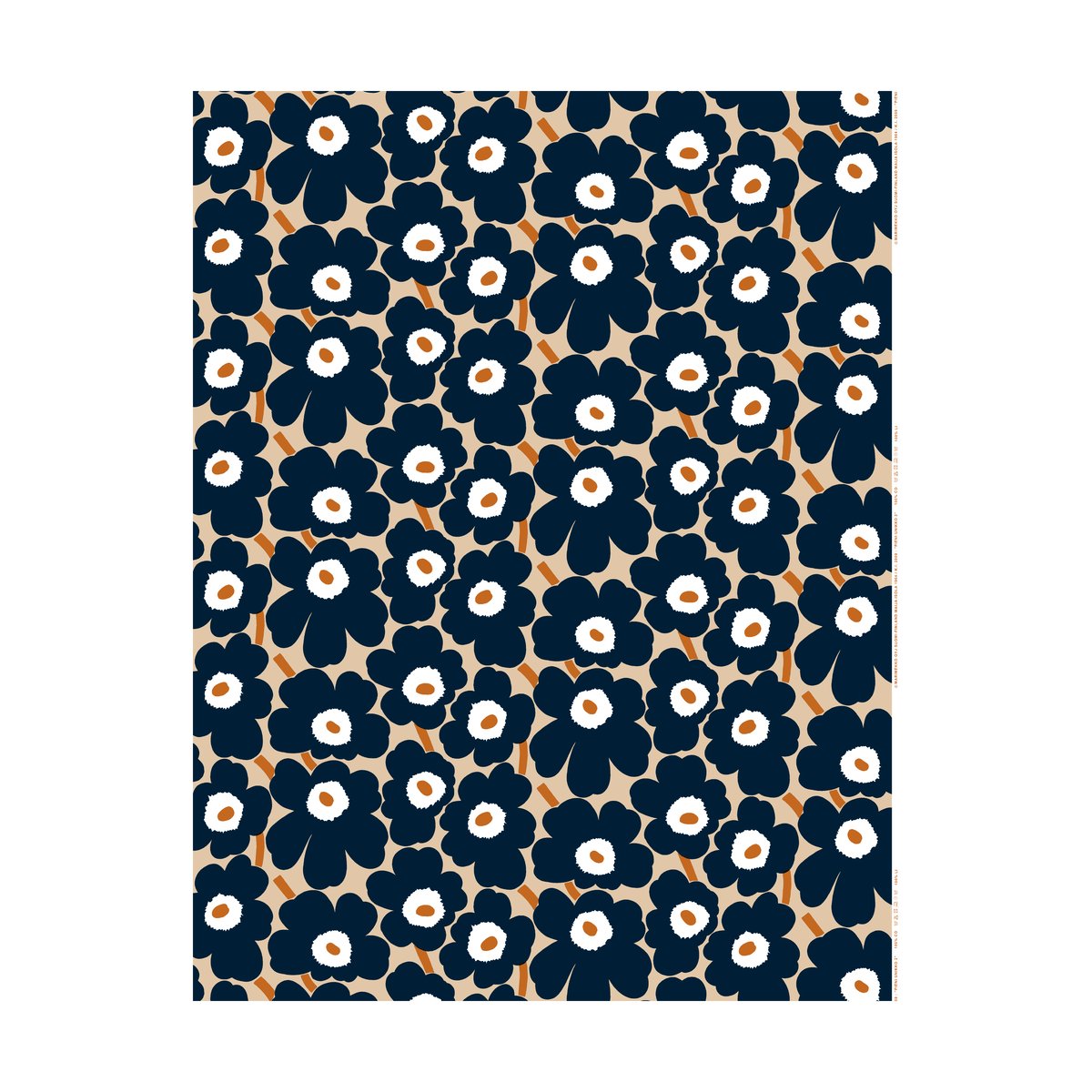 Marimekko Pieni Unikko tyg bomull Light brown-coal-tile