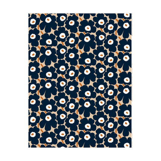 Marimekko Pieni Unikko tyg bomull Light brown-coal-tile