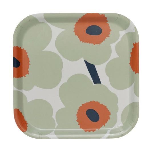 Marimekko Unikko bricka 20x20 cm Off white-sage-orange