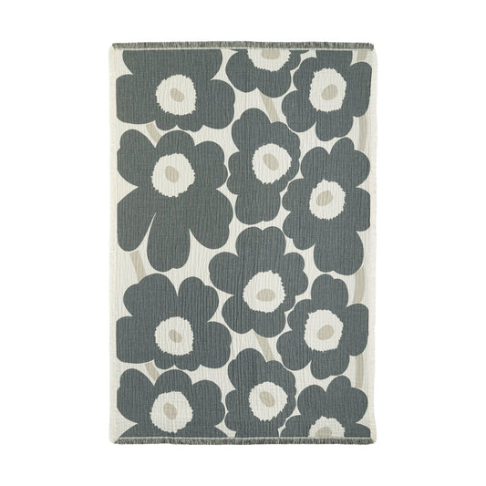 Marimekko Unikko pläd 150x220 cm Off white-charcoal-sand