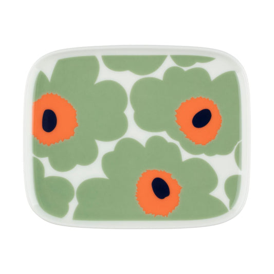 Marimekko Unikko tallrik 12x15 cm White-sage-orange-dark blue