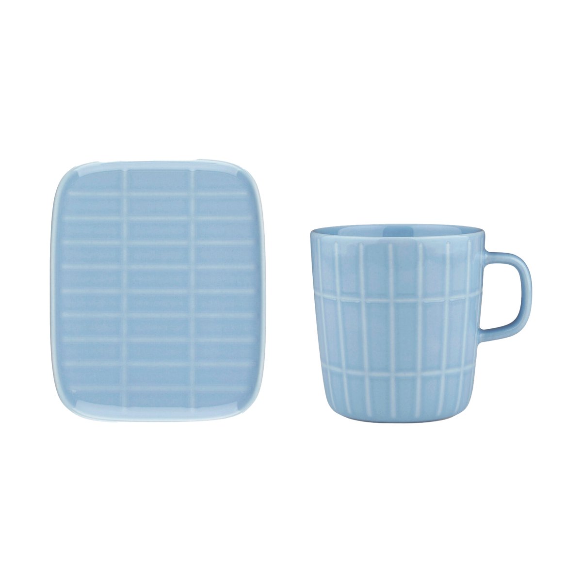 Marimekko Tiiliskivi mugg 40 cl + tallrik 12x15 cm Light blue