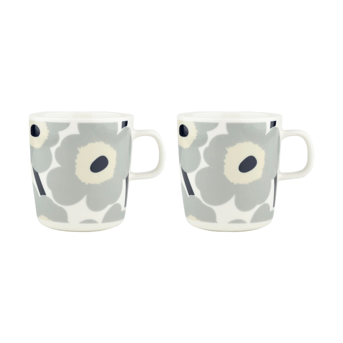 Marimekko Unikko mugg 40 cl 2-pack White-light grey-sand-dark blue