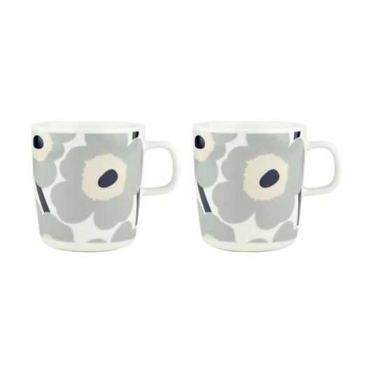 Marimekko Unikko mugg 40 cl 2-pack White-light grey-sand-dark blue