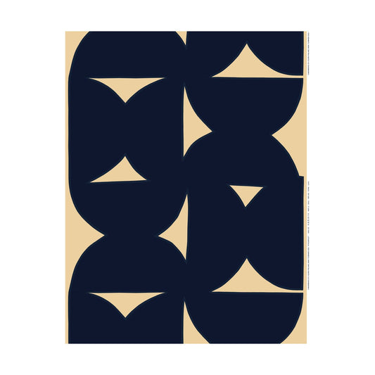 Marimekko Pitkospuut bomullstyg Sand-dark navy