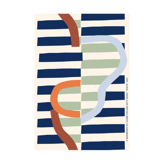 Marimekko Siirto poster 50x70 cm Powder-dk.blue-lt.blue-coral