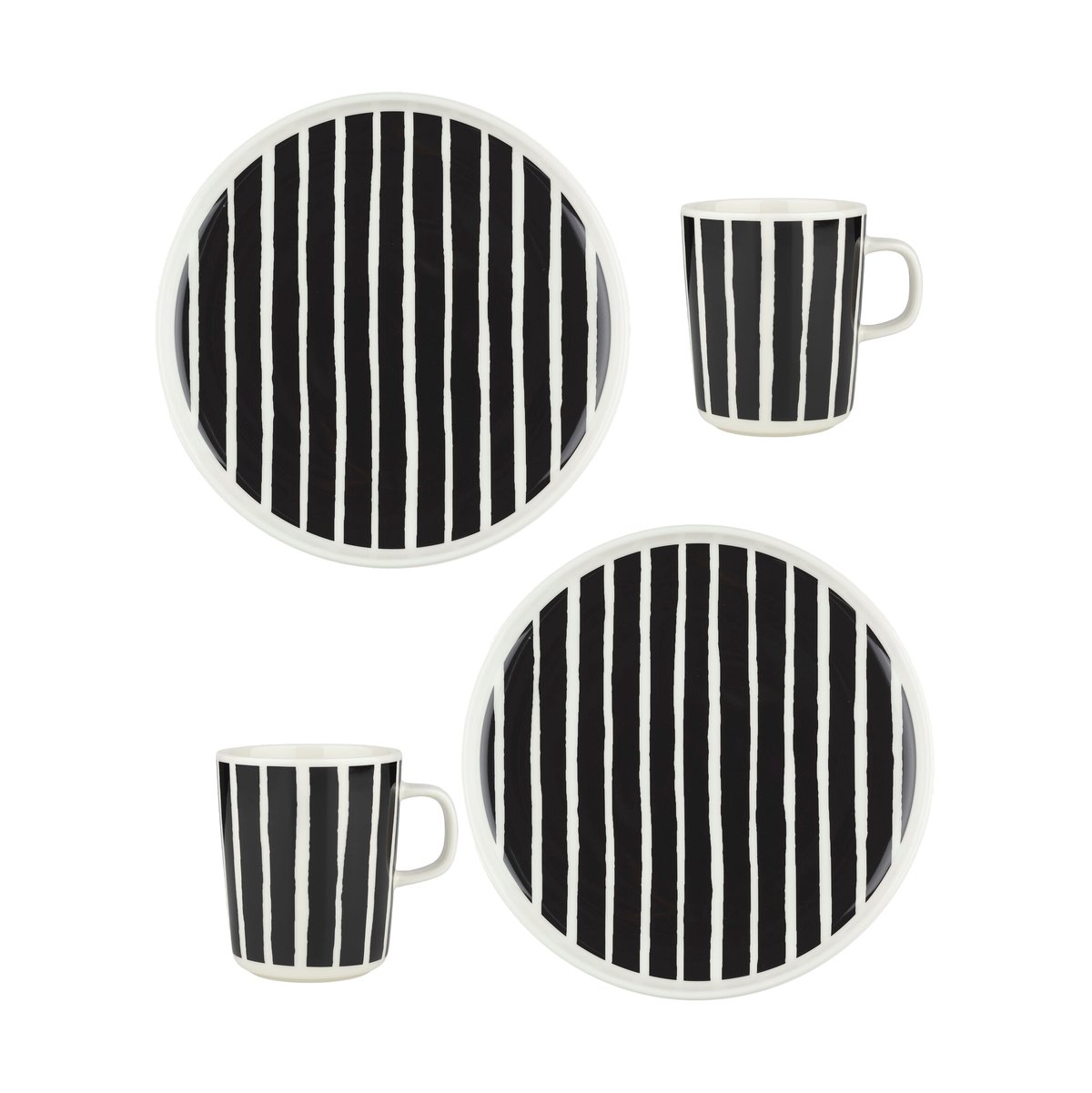 Marimekko Oiva Piccolo frukostset 4 delar White-black