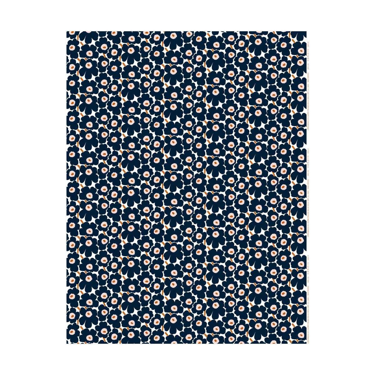 Marimekko Mini Unikko tyg White-dark navy-powder-tile