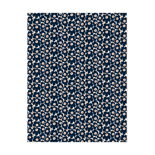 Marimekko Mini Unikko tyg White-dark navy-powder-tile