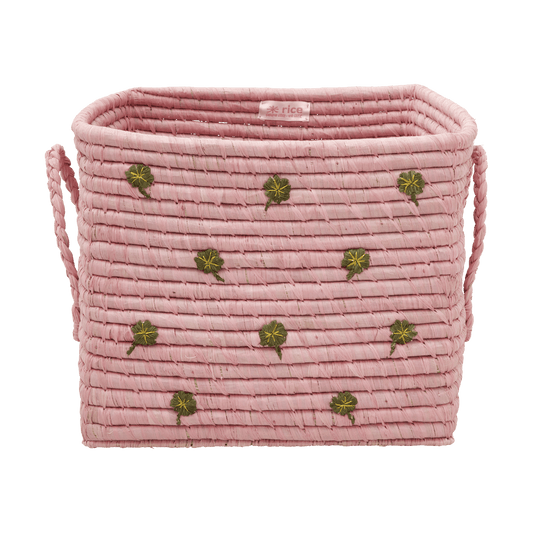 RICE Rice raffiakorg med handtag 30x30 cm Pink