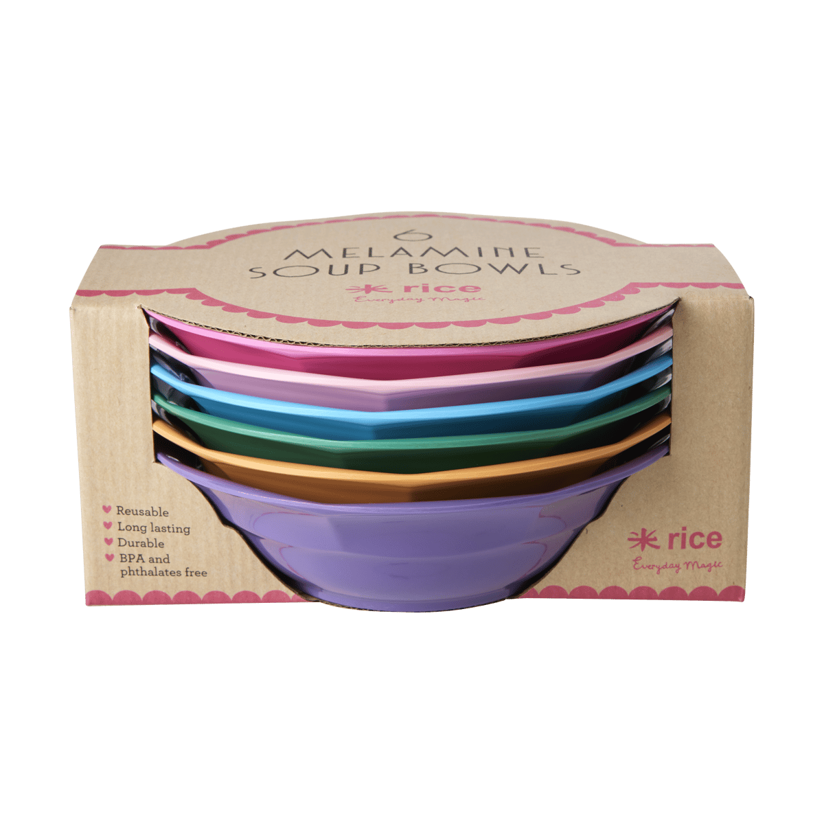 RICE Rice sopptallrik melamin Ø19 cm 6 delar Multicolor