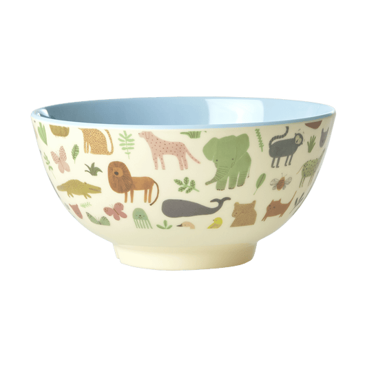 RICE Rice melaminskål medium Sweet Jungle Print-Soft blue