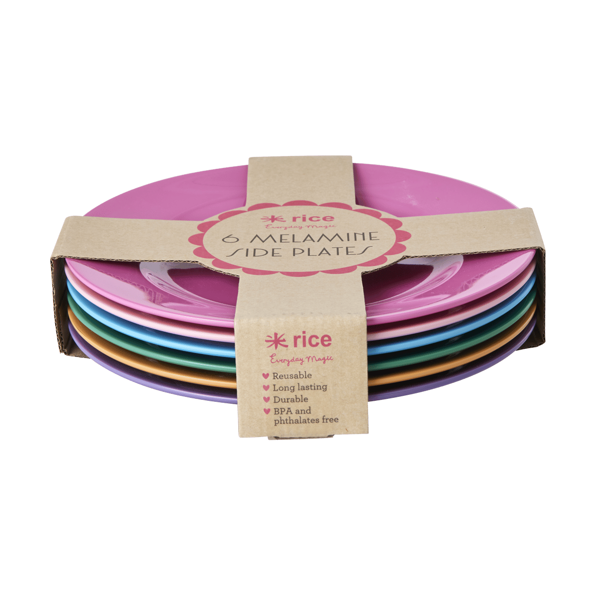 RICE Rice melamintallrik Ø20 cm 6-pack Soft Pink