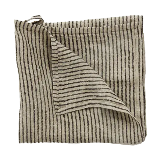 Olsson & Jensen Stripe kökshandduk linne 45x65 cm Svart-sand