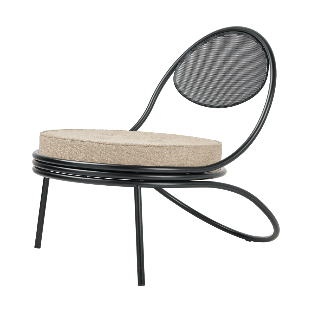 GUBI Copacabana Outdoor Lounge Chair klädd sits Lorkey limonta 41-svarta ben