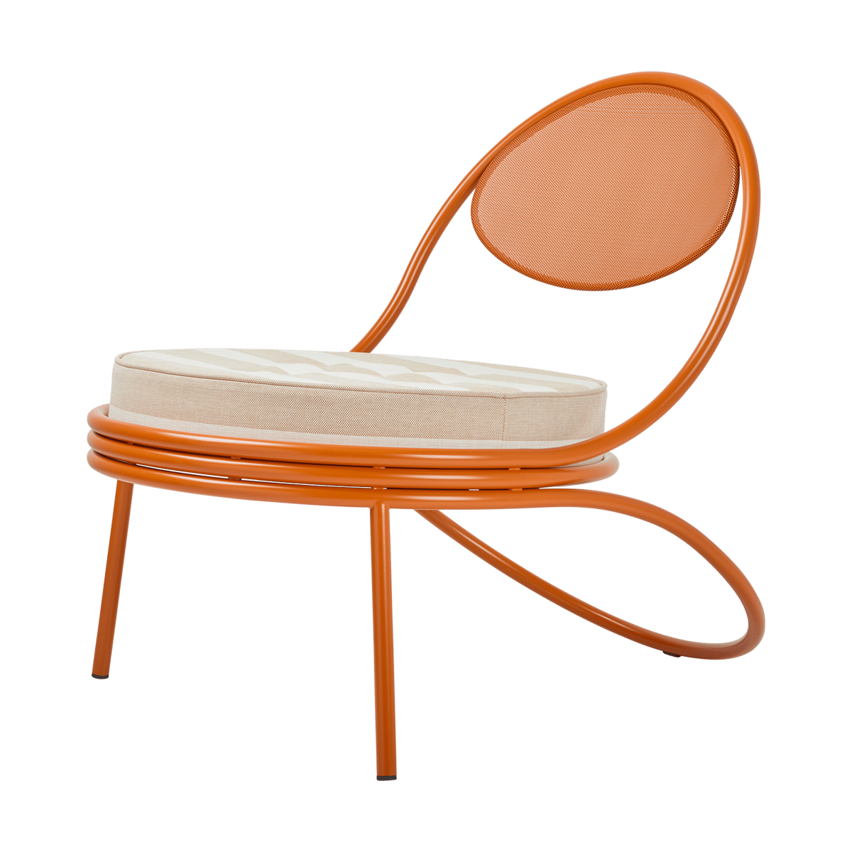 GUBI Copacabana Outdoor Lounge Chair klädd sits Leslie stripe limonta 040-international orange