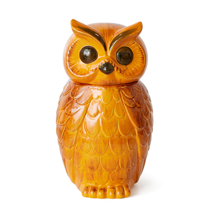 HKliving Ceramisk owl förvaringsburk Tangerine