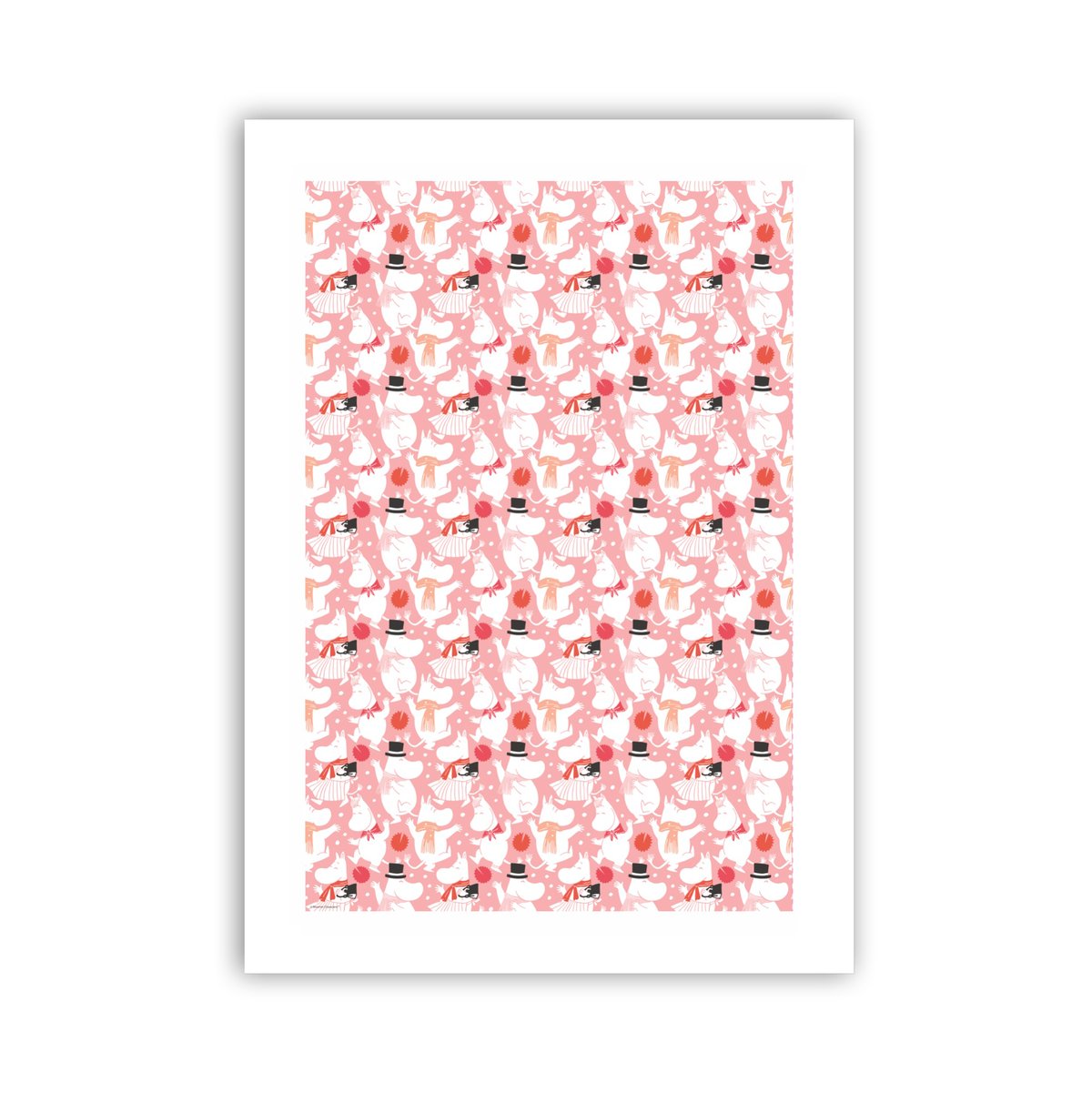 Opto Design Moomin celebration kökshandduk 70x50 cm Vit-rosa