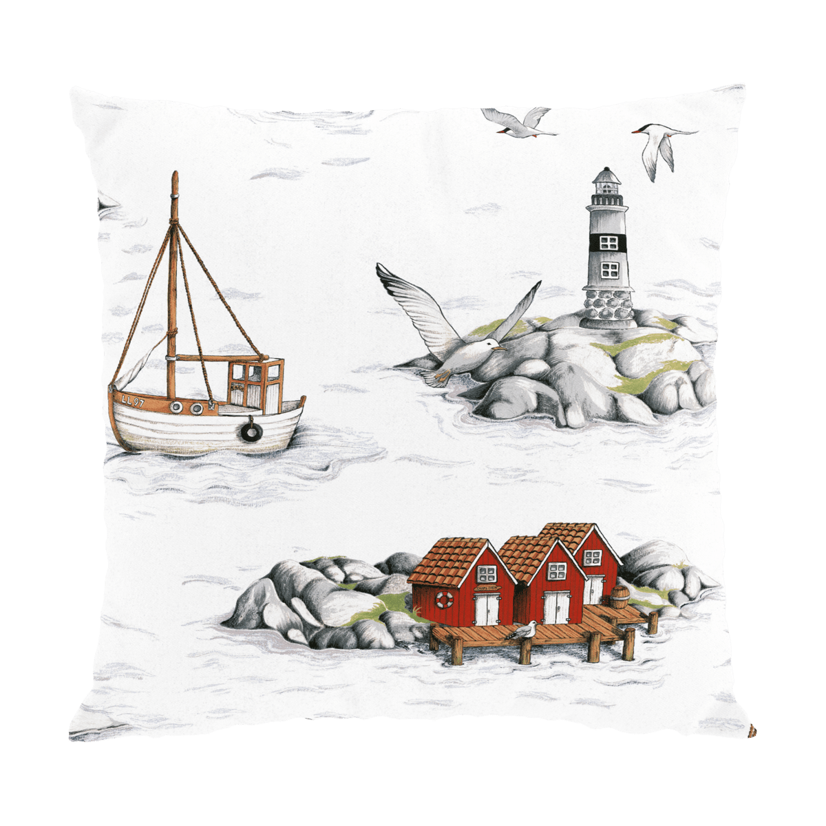 Arvidssons Textil Fiskeskär kuddfodral 47x47 cm Vit