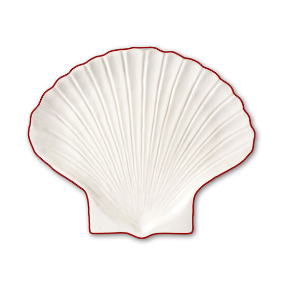 Byon Shell Line assiett S 13x16 cm Vit-röd