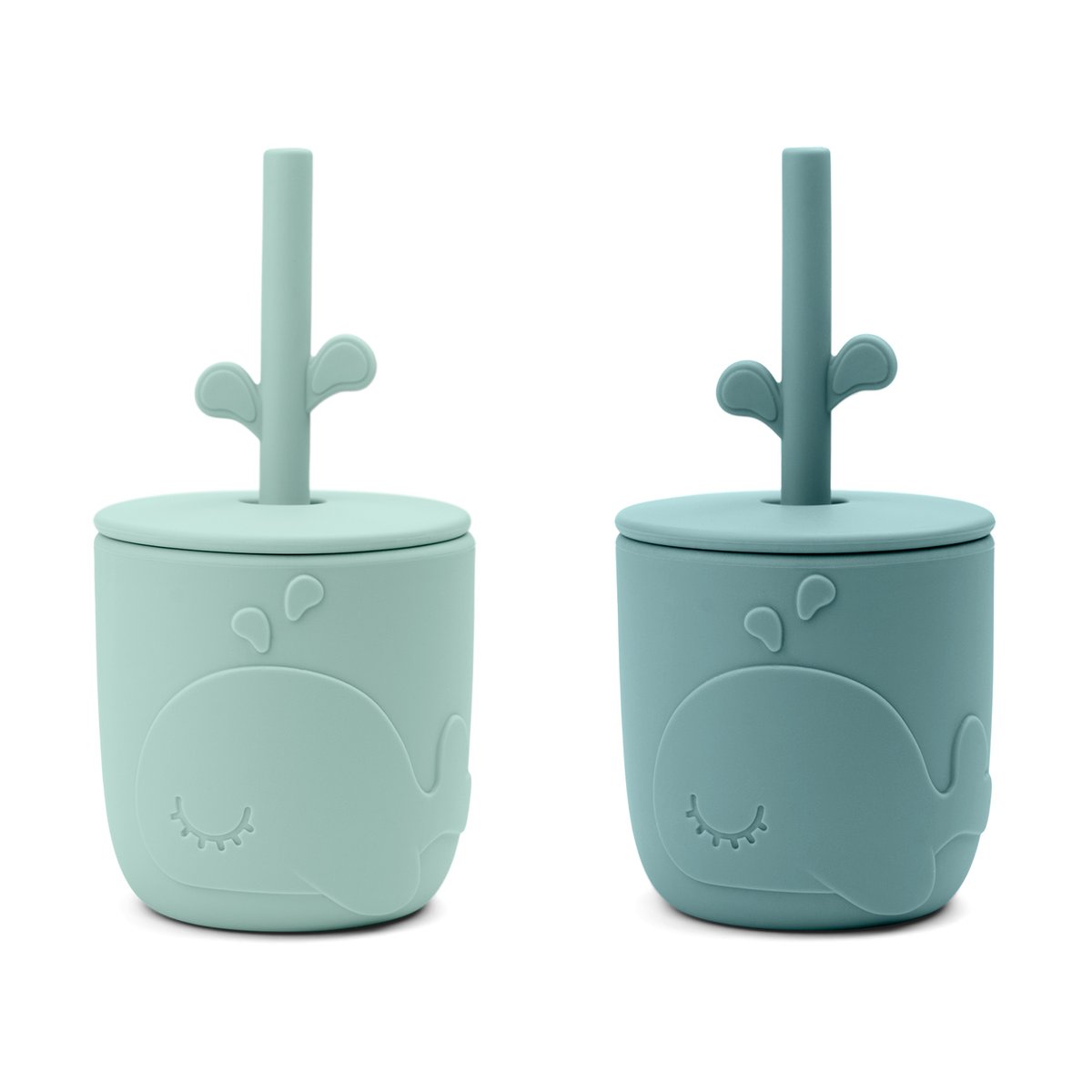 Done by deer Wally mugg med peekaboo sugrör 2-pack Blue