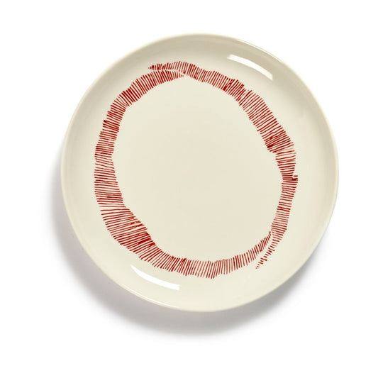 Serax Ottolenghi Feast tallrik S Ø19 cm 2-pack White stripes-red