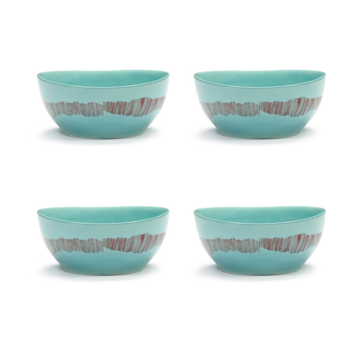 Serax Ottolenghi Feast skål S Ø15 cm 4-pack Azure stripes-red