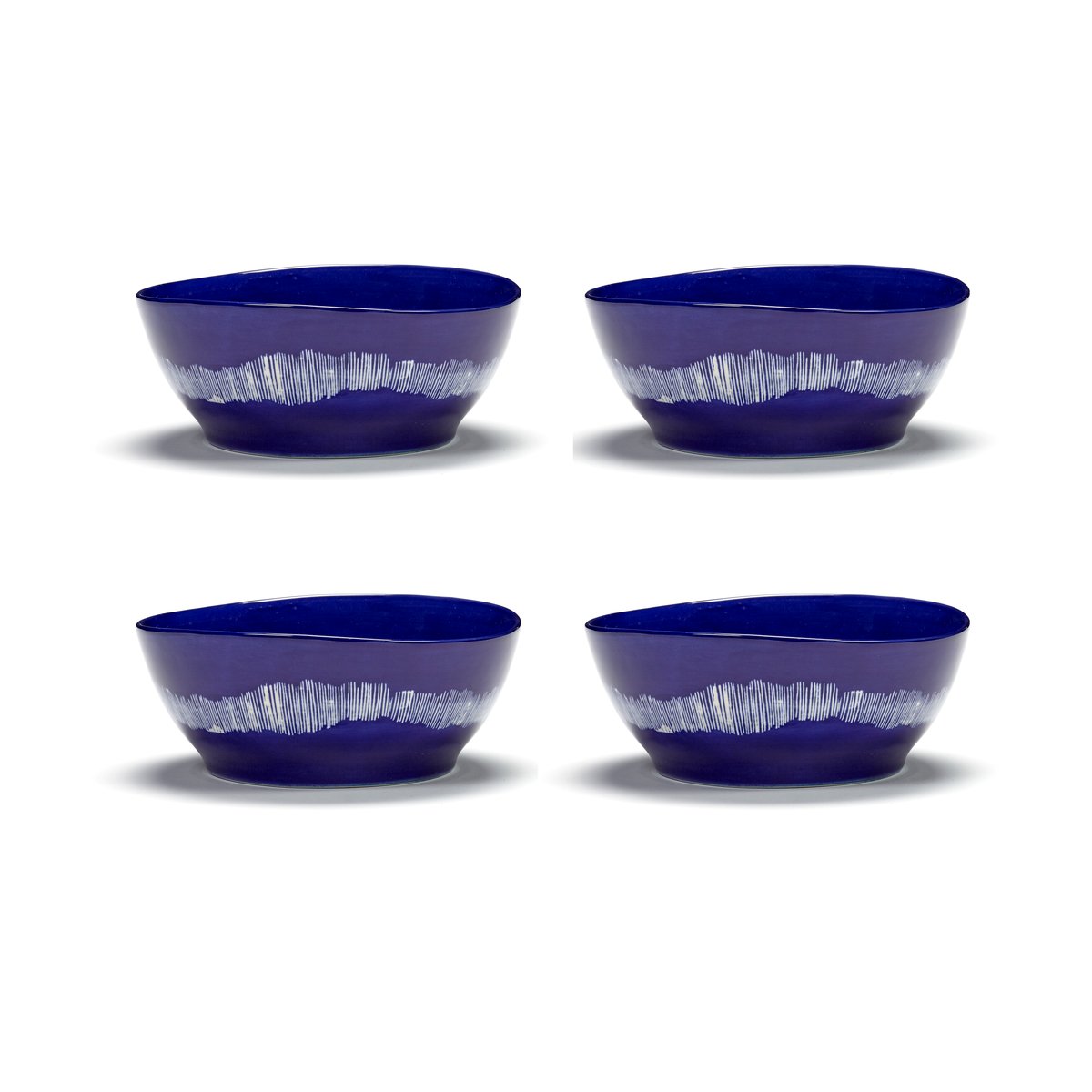 Serax Ottolenghi Feast skål L Ø17 cm 4-pack Dark blue stripes-white